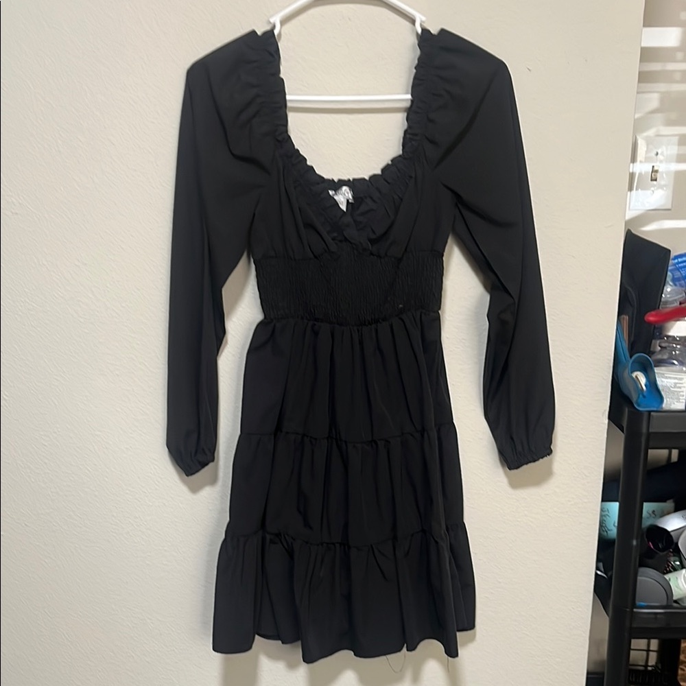 Elegant Black Ruffled Dress